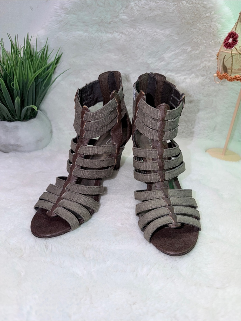 Aldo Strappy Brown & Taupe Women's Heeled Sandals 👡